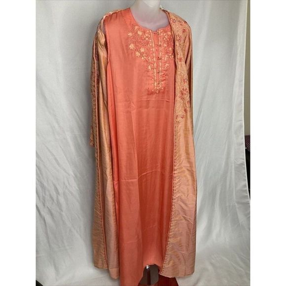 Nwot Kashkha Versatile style two-piece jalabiya Indian wedding outfit orange - Picture 5 of 10